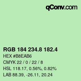 カラーコード: RGB 184 234.8 182.4 | qconv.com