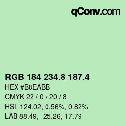 カラーコード: RGB 184 234.8 187.4 | qconv.com