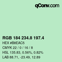 カラーコード: RGB 184 234.8 197.4 | qconv.com