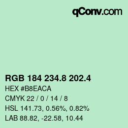 カラーコード: RGB 184 234.8 202.4 | qconv.com
