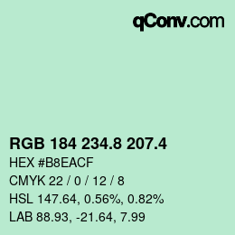 カラーコード: RGB 184 234.8 207.4 | qconv.com