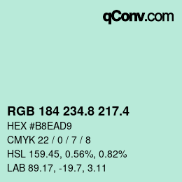 カラーコード: RGB 184 234.8 217.4 | qconv.com