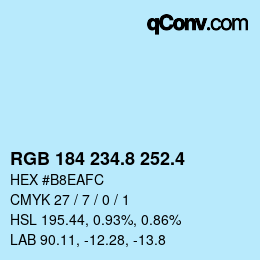 カラーコード: RGB 184 234.8 252.4 | qconv.com