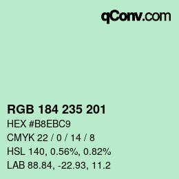 颜色代码: RGB 184 235 201 | qconv.com