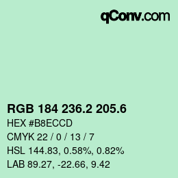 カラーコード: RGB 184 236.2 205.6 | qconv.com