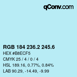 カラーコード: RGB 184 236.2 245.6 | qconv.com