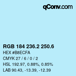 カラーコード: RGB 184 236.2 250.6 | qconv.com