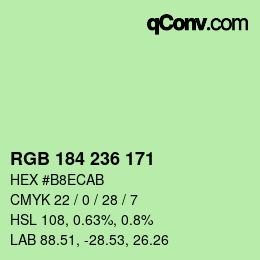 颜色代码: RGB 184 236 171 | qconv.com