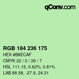 カラーコード: RGB 184 236 175 | qconv.com