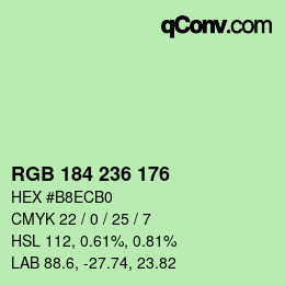 カラーコード: RGB 184 236 176 | qconv.com