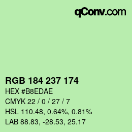 Color code: RGB 184 237 174 | qconv.com