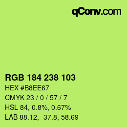 Color code: RGB 184 238 103 | qconv.com