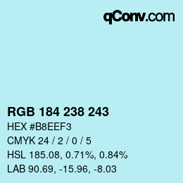 Color code: RGB 184 238 243 | qconv.com