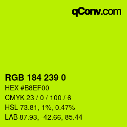 Color code: RGB 184 239 0 | qconv.com