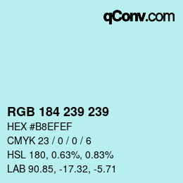 Color code: RGB 184 239 239 | qconv.com