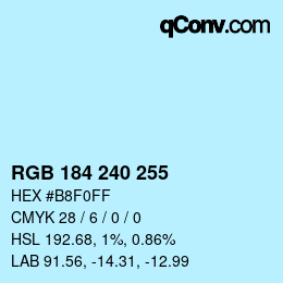 Color code: RGB 184 240 255 | qconv.com