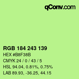Color code: RGB 184 243 139 | qconv.com