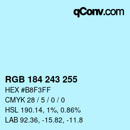 Color code: RGB 184 243 255 | qconv.com