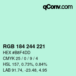 颜色代码: RGB 184 244 221 | qconv.com