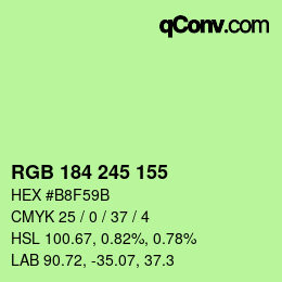 Color code: RGB 184 245 155 | qconv.com