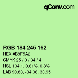 Farbcode: RGB 184 245 162 | qconv.com