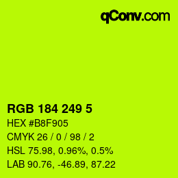 Color code: RGB 184 249 5 | qconv.com