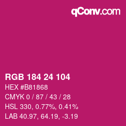 カラーコード: RGB 184 24 104 | qconv.com