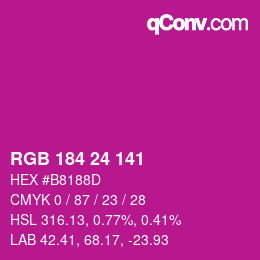 カラーコード: RGB 184 24 141 | qconv.com