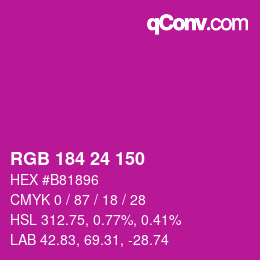 カラーコード: RGB 184 24 150 | qconv.com