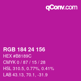 颜色代码: RGB 184 24 156 | qconv.com