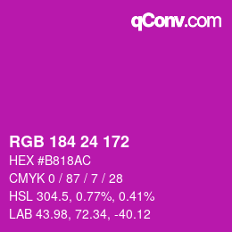 カラーコード: RGB 184 24 172 | qconv.com