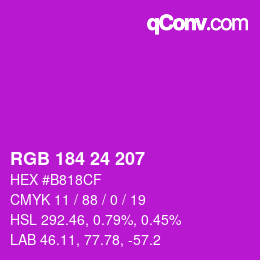 Color code: RGB 184 24 207 | qconv.com