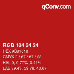 Color code: RGB 184 24 24 | qconv.com