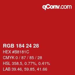 カラーコード: RGB 184 24 28 | qconv.com