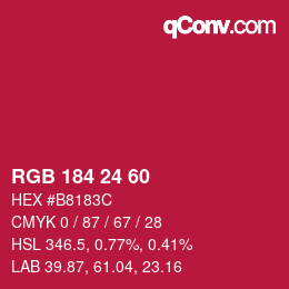 Color code: RGB 184 24 60 | qconv.com