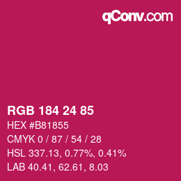 カラーコード: RGB 184 24 85 | qconv.com