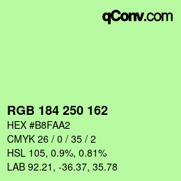 Color code: RGB 184 250 162 | qconv.com