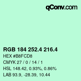 カラーコード: RGB 184 252.4 216.4 | qconv.com