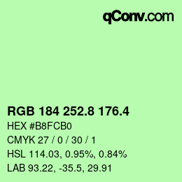 カラーコード: RGB 184 252.8 176.4 | qconv.com