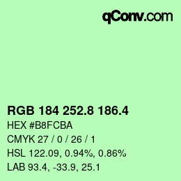カラーコード: RGB 184 252.8 186.4 | qconv.com
