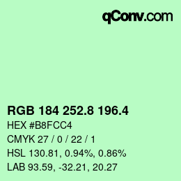 カラーコード: RGB 184 252.8 196.4 | qconv.com
