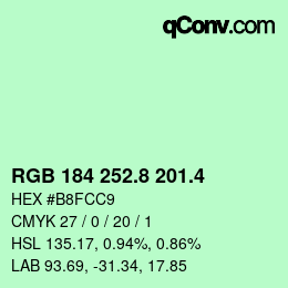 カラーコード: RGB 184 252.8 201.4 | qconv.com
