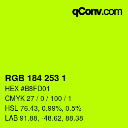 Color code: RGB 184 253 1 | qconv.com