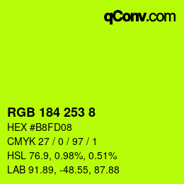 颜色代码: RGB 184 253 8 | qconv.com