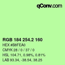 カラーコード: RGB 184 254.2 160 | qconv.com