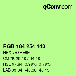 カラーコード: RGB 184 254 143 | qconv.com