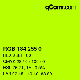 Color code: RGB 184 255 0 | qconv.com