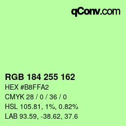 Color code: RGB 184 255 162 | qconv.com