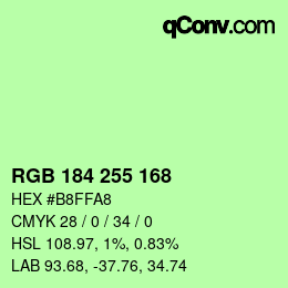 Color code: RGB 184 255 168 | qconv.com