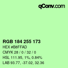 Color code: RGB 184 255 173 | qconv.com